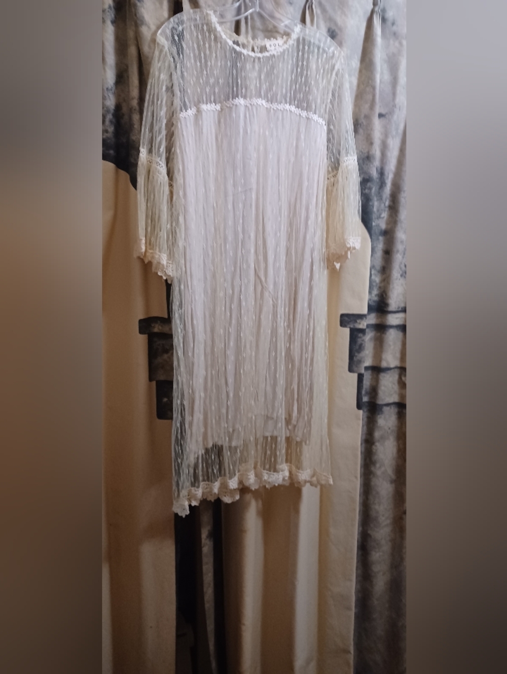 POL Cream Dress W/ Lace Overlay